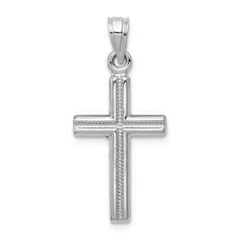 Rhodium Over 14k White Gold Textured Crucifix Pendant