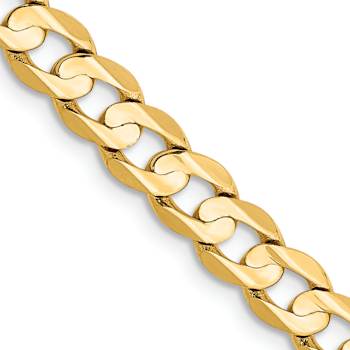 14k Yellow Gold 5.25mm Solid Open Concave Curb 20 Inch Chain