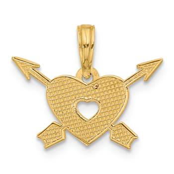 14k Yellow Gold Polished Heart and Arrows Charm