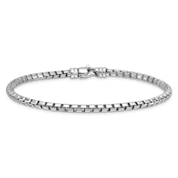 Rhodium Over Sterling Silver Polished 3.2mm Box 8 Inch Chain