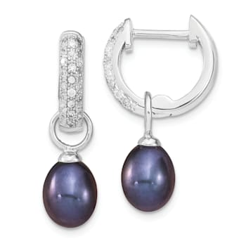 Rhodium Over Sterling Silver 7-8mm White/Black FWC Pearl Cubic Zirconia
Changeable Earring