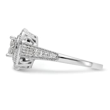 Rhodium Over 14K White Gold Diamond Cluster Engagement Ring 0.67ctw
