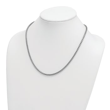 Sterling Silver Antiqued and Satin 3.2mm Box 18 Inch Chain