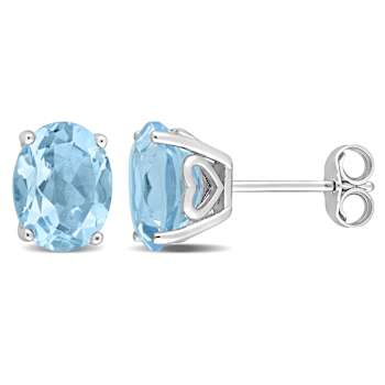 5ctw Oval Sky Blue Topaz Stud Earrings in Sterling Silver