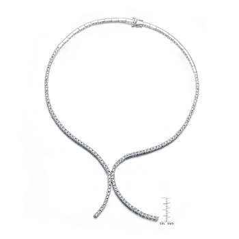 CZ Double-Row Tennis Necklace In Sterling Silver