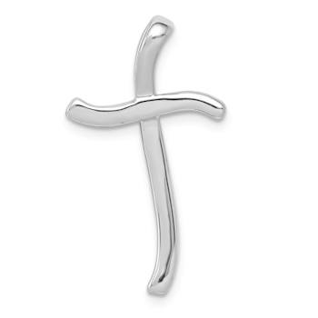 Rhodium Over 14k White Gold Diamond Cross Chain Slide