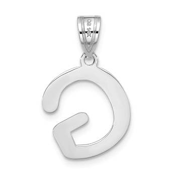 Rhodium Over 14k White Gold Polished Bubble Letter G Initial Pendant
