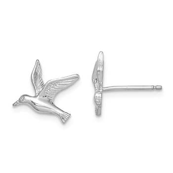 Rhodium Over 14k White Gold Polished Seagull Stud Earrings