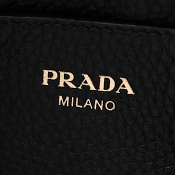 Prada Vitello Phenix Black Leather Flap Crossbody Bag