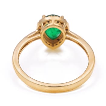 1.12 Ctw Emerald With 0.10 Ctw White Diamond Ring in 14K YG