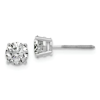 Rhodium Over 14K White Gold 1ct. 5.0mm Round G H I True Light Moissanite
Screwback Earrings