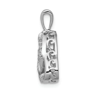 Rhodium Over 14K White Gold Vibrant Diamond Celtic Pendant