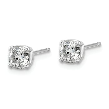 Rhodium Over 14K White Gold 3/4ct. 4.5mm Cushion G H I True Light
Moissanite Earrings