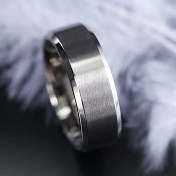 SHIRE Titanium Brushed Center Men’s Flat Wedding Ring with Polished
Beveled Edges 8mm