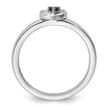 Sterling Silver Stackable Expressions Lab Created Sapphire Heart Ring 0.08ctw