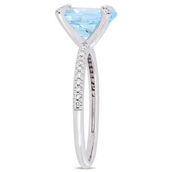 Sky Blue Topaz & Diamond 10K White Gold Ring 3.9ctw