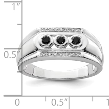 Rhodium Over 14K White Gold Lab Grown Diamond Men's Ring