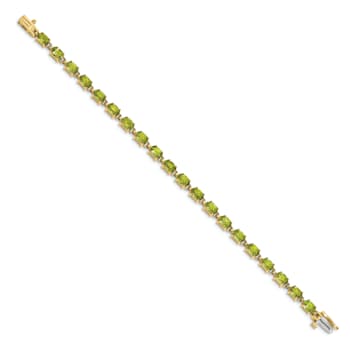 14K Two-tone Gold 6x4mm Oval Peridot Bracelet