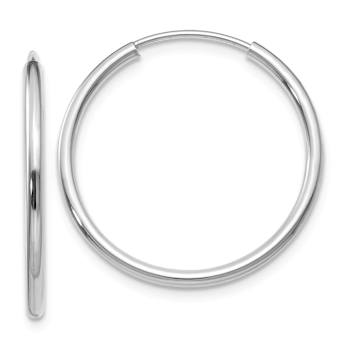 Rhodium Over 14k White Gold 7/8" Polished Endless Hoop Earrings