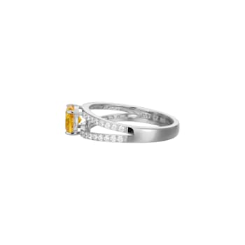 Yellow And White Cubic Zirconia Platinum Over Sterling Silver Ring 2.41ctw