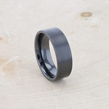 SAN BERNARDINO Brushed Finish Flat Black Titanium Men’s Wedding Band 8mm