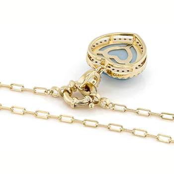 Aquamarine Heart Enhancer Necklace In 18K Gold Over Sterling Silver 18 Inch