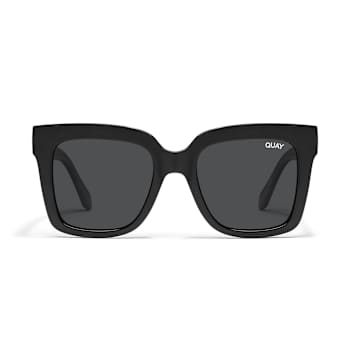 Quay Icy Matte Black Square Frame / Smoke Lenses Sunglasses