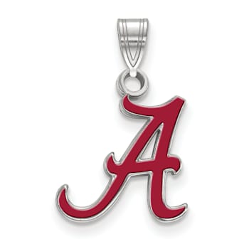 Sterling Silver Rhodium-plated LogoArt University of Alabama Small
Enamel Pendant