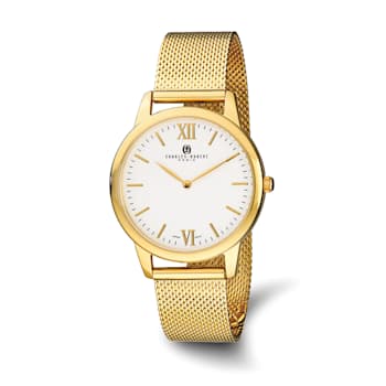 Mens Charles Hubert Stainless Steel IP-plated Silver-tone Dial Mesh Band Watch