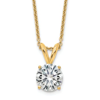 14K Yellow Gold 1.50 ct. 7.5mm Round G H I True Light Moissanite
Solitaire Pendant with Chain