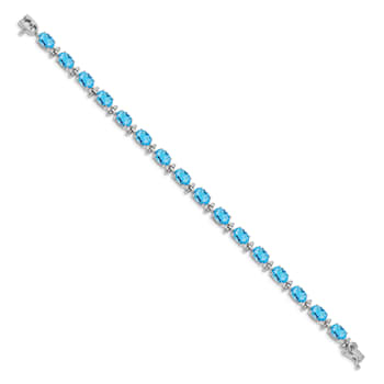 Rhodium Over 14k White Gold Blue Topaz Bracelet