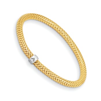 14K Yellow Gold with White Rhodium 4.6mm Stretch Bracelet