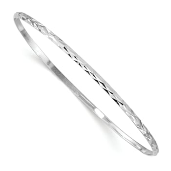 Rhodium Over Sterling Silver Polished and Diamond-cut 2mm Slip On
Children's Bangle