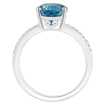 12x8mm Pear Shape London Blue Topaz and 1/10 ctw Diamond Rhodium Over
Sterling Silver Ring