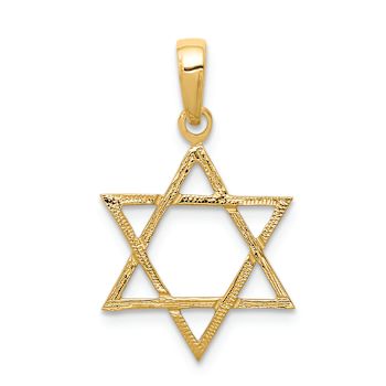 14k Yellow Gold Textured Star of David Pendant