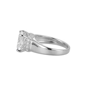 White Cubic Zirconia Platinum Over Sterling Silver April Birthstone Ring 6.71ctw