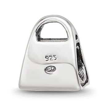Sterling Silver Cubic Zirconia Handbag Bead