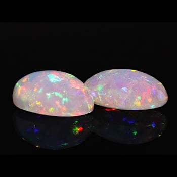 Ethiopian Opal 14x10mm Oval Cabochon Matched Pair 7.4ctw