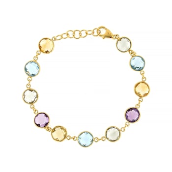 Multi-Gemstone Bracelet In 18K Gold Over Sterling Silver 19.18ctw