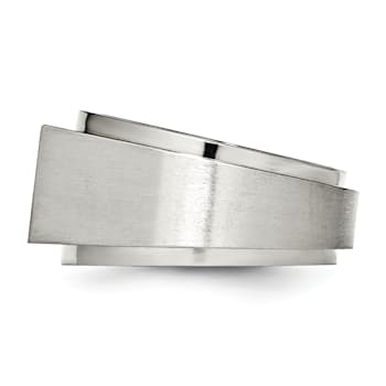 White Cubic Zirconia Stainless Steel Men's Signet Ring