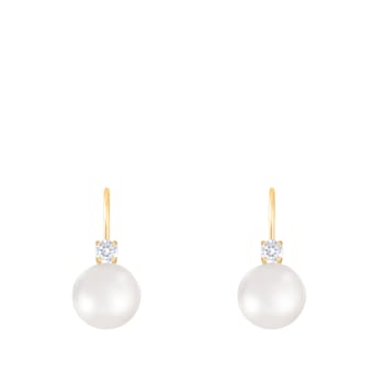 White Cultured Freshwater Pearl 14k Yellow Gold Earrings 8-8.5mm