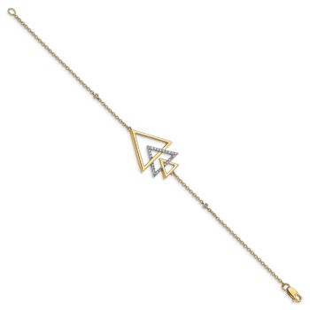 14k Yellow Gold and Rhodium Over 14k Yellow Gold Polished Triple Stacked
Triangle Diamond Bracelet
