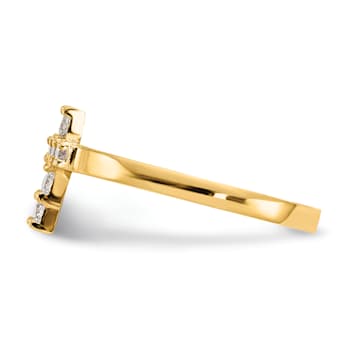 14K Yellow Gold Cubic Zirconia Cross Baby Ring