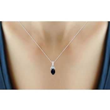 Black Sapphire Rhodium Over Sterling Silver Pendant with Chain 0.55ctw