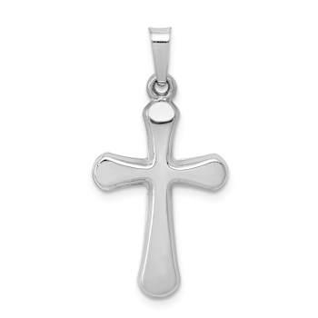 Rhodium Over 14k White Gold Polished Rounded Cross Pendant