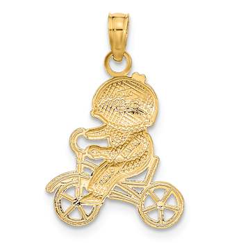 14k Two-tone Gold Little Boy On Bicycle Charm