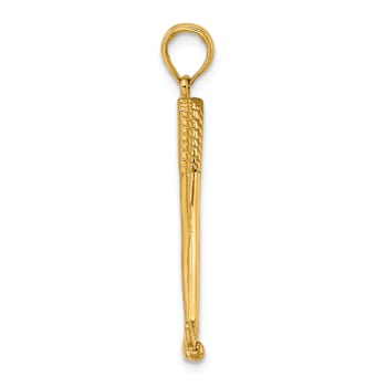14k Yellow Gold 3D Textured Double Golf Clubs with Ball Charm