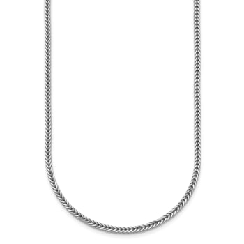 Rhodium Over Sterling Silver Polished 2.1mm Franco 20 Inch Chain