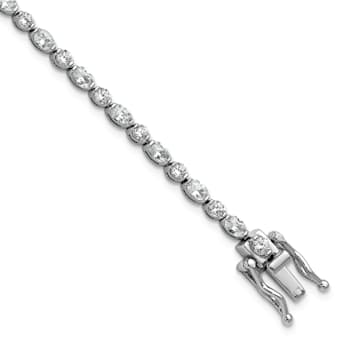 Rhodium Over Sterling Silver Polished Round and Oval Cubic Zirconia
Tennis Bracelet