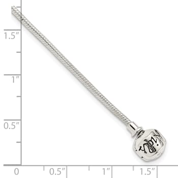 Sterling Silver Round Snake Chain Bracelet With Bead Clasp